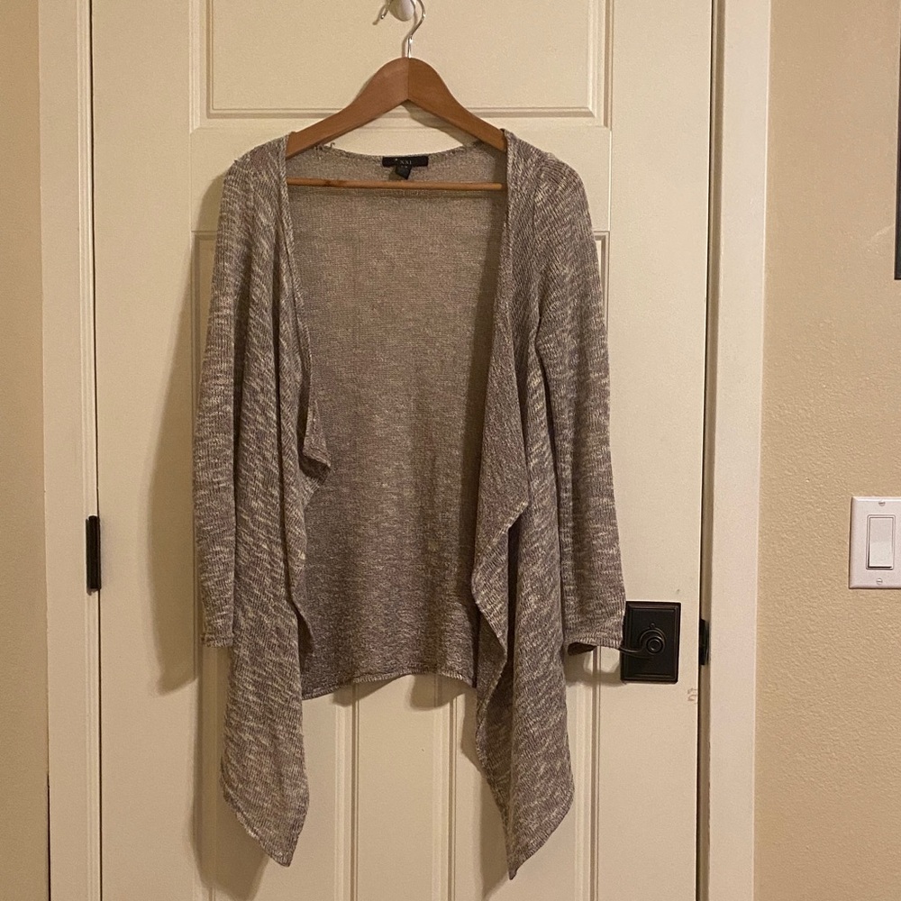 Forever XXI Marled Greige Open-Front Drape Cardigan Sweater